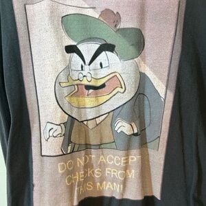 Flintheart Glomgold Ducktales Cartoon Tee in Black with Pastel Print